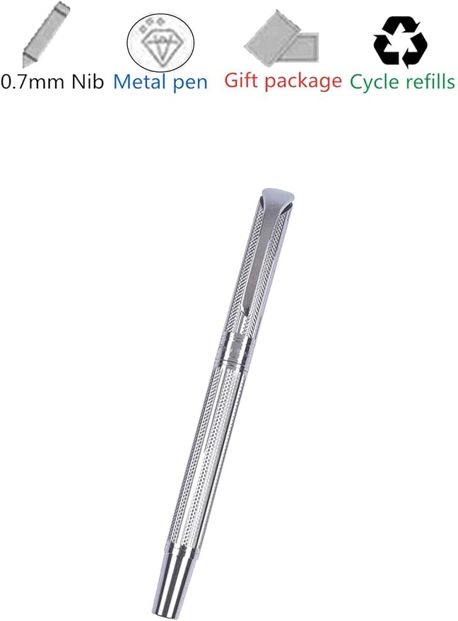 Penneed Rollerball Pen Gift Set for Men Women Executive Home Office Use, with Gift box Refillable 0.7mm Black Ink G5(Elegant Sliver)