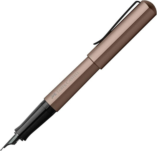 Faber-Castell HEXO Fountain Pen, Bronze - Fine Nib: Premium Aluminum Fountain Pen with Ergonomic Grip, Cartridge Converter System & Gift Box