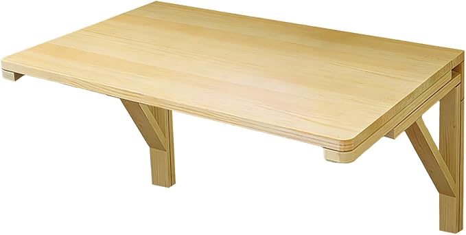 MM MELISEN Solid Wood Wall-Mounted Folding Table in Natural, 23.6" D x 15.7" W. A Space-Saving fold-Down Desk, Ideal for Laundry Rooms, Kitchens, Home Offices, or as a Kids' Study Desk
