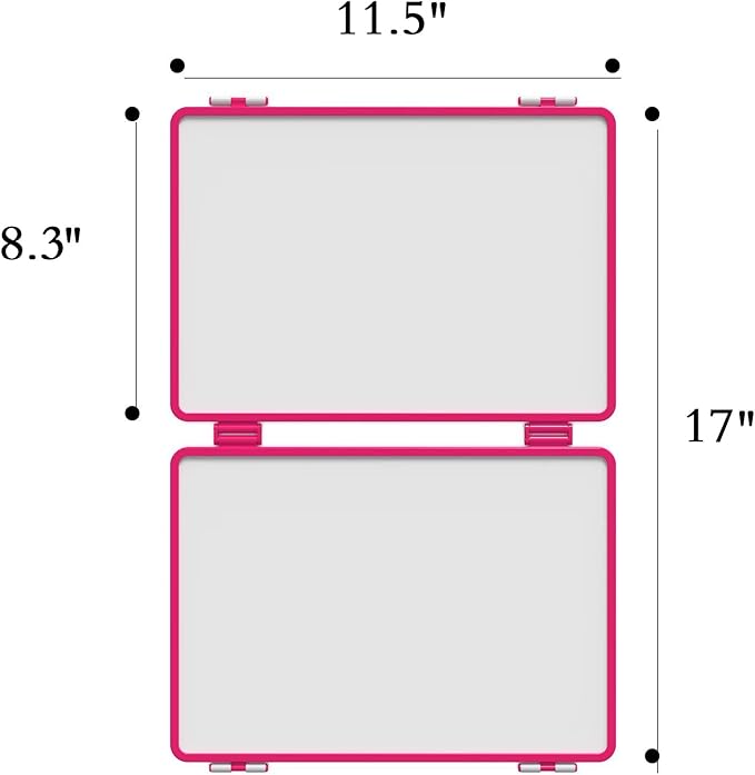 Dry Erase Board, Small WhiteBoard for Kids, 4 Writing Sides Desktop White Board, Small Dry Erase Whiteboard, 11.5x17inch Foldable WhiteBoard for School Office Desk(Pink)