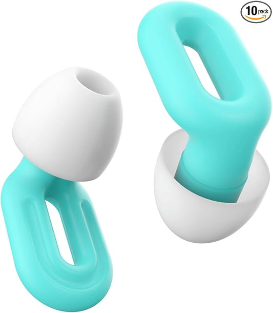 Focus Noise-reducing Earplugs - Reusable Silicone Earplugs for Deep Focus, Work, Study, Comfy Sleep, Misophonia, Travel, Hearing Protection - Adjustable in XS/S/M/L, SNR 23, NRR 17, Cyan