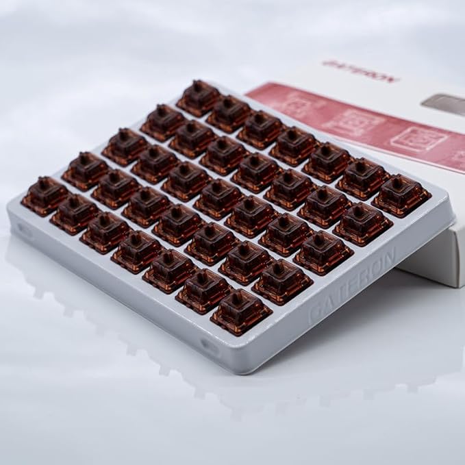 GATERON Phantom Brown Keyboard Switches, Tactile 55gf RGB LED Factory Pre-lubed Key Switches for MX Mechanical Keyboard(Brown, 110PCS)