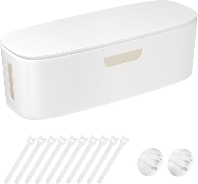 Cable Management Box, Large Cord Organizer Box to Hide Power Strip | Under Desk Cable Management, TV Computer Wires Cable Organizer, Desk Cord Hider, Baby Proofs, for Home/Office