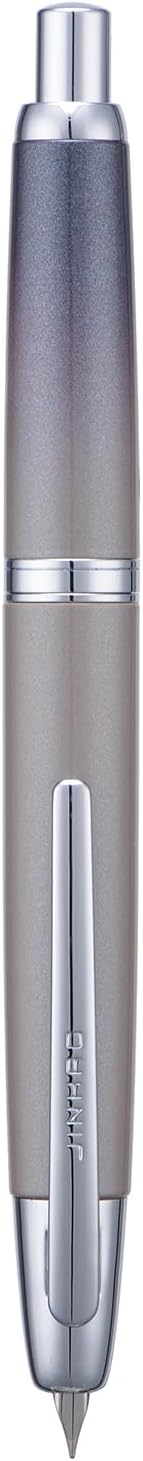 Jinhao 10 Press Fountain Pen with Box, Gradient Gray Retractable Medium Nib with Ink Converter Set (Silver Clip)