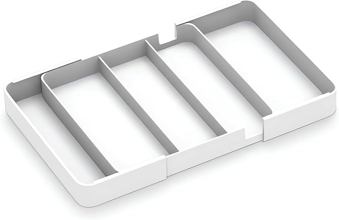Shallow Desk Drawer Organizer, 1.57" Modular Expandable Tray | White Divider Bins For Office Stationery, Makeup & Kitchen Utensils, Fits 4cm Low-Profile IKEA Alex, BPA-Free PET.