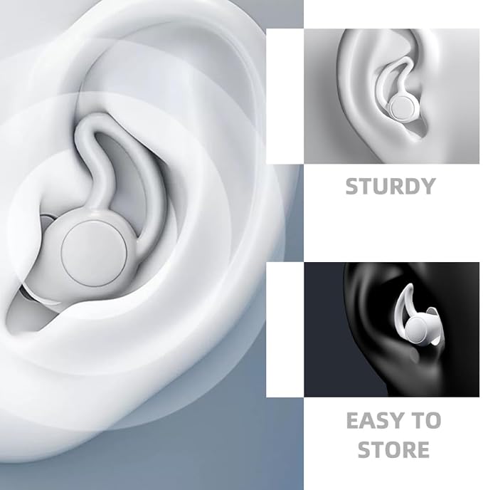 STAHAD 2pcs Silicone Noise Cancelling Soft Comfortable Musician for Work Study Nap Soundproof Noise Reduction White