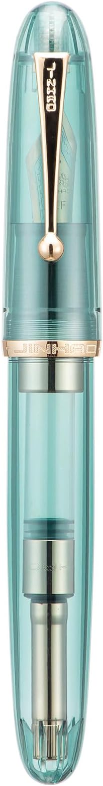 Jinhao 9019 DaDao Series Fountain Pen, Size 8 Fine Nib with Large Ink Converter, Transparent Light Blue Acrylic Design Smooth Writing Pen (Gold Trim)