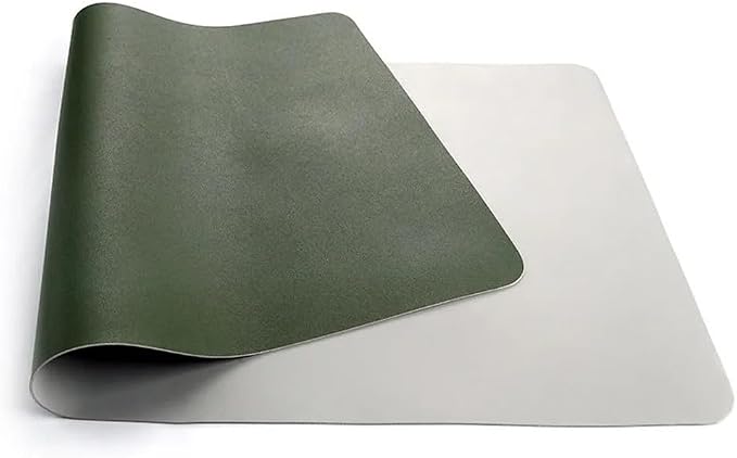 Leather Desk Pad Dual-Sided Office Desk Mat Waterproof,Large Table Cover Protector Smooth Mouse Pad Writing Gaming Mat for Laptop Keyboard (Green Grey,47.3x23.6in/120x60cm)