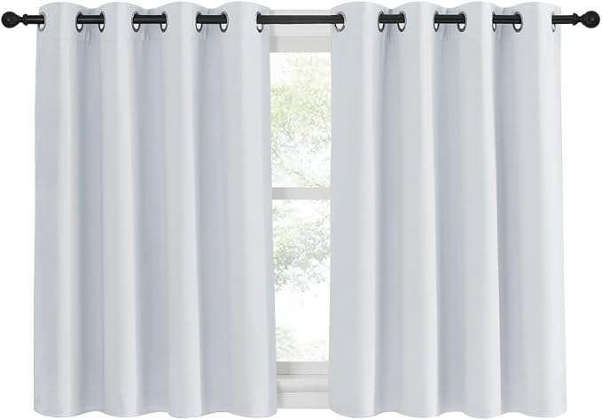 NICETOWN Room Darkening Curtain for Living Room - Window Treatment Thermal Insulated Grommet Room Darkening Panel/Drape for Bedroom (1 Panel, 52 by 45, Greyish White)