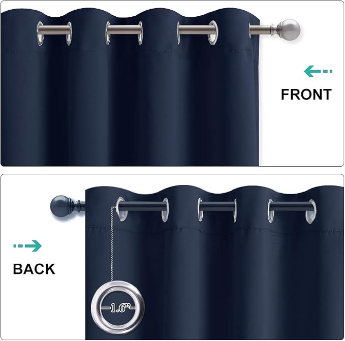 NICETOWN Sound Blocking Black Out Curtains for Patio Door, Heavy-Duty Space Divider Curtains for Living Room, Lined Insert Noise, Blackout, Thermal Insulation Drapes for Closet (Navy, 84-inch Long)