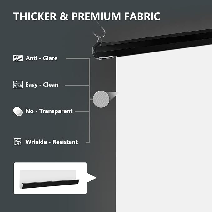 RAUBAY Motorized Pull Down White Screen Backdrop - 78.7" x 86.6" Collapsible Wall-Mount Background for Professional Video Production, Photography Studio, Video Conferencing and YouTube, TikTok Creator