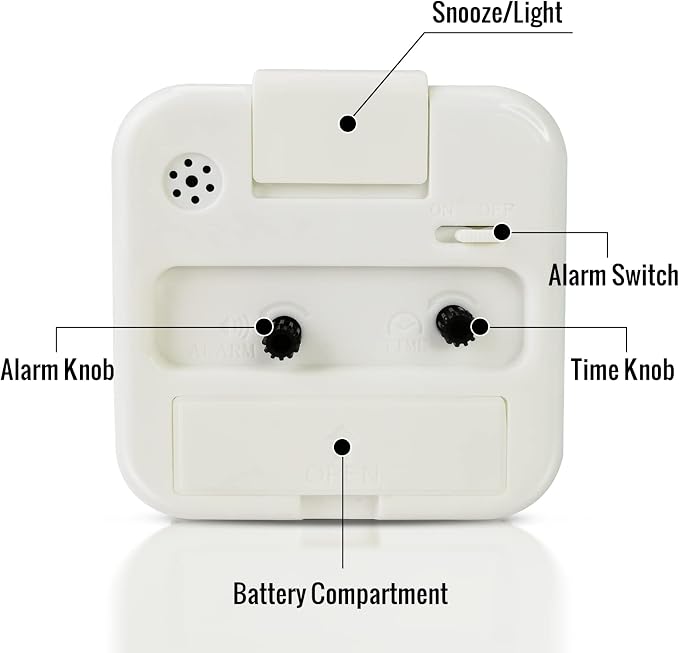 Lamisola Small White Kids Desk Battery Alarm Clock, Analog Travel Clock, Quieter Bedside Clocks for Bedrooms Bathroom Living Room Kitchen Shelf