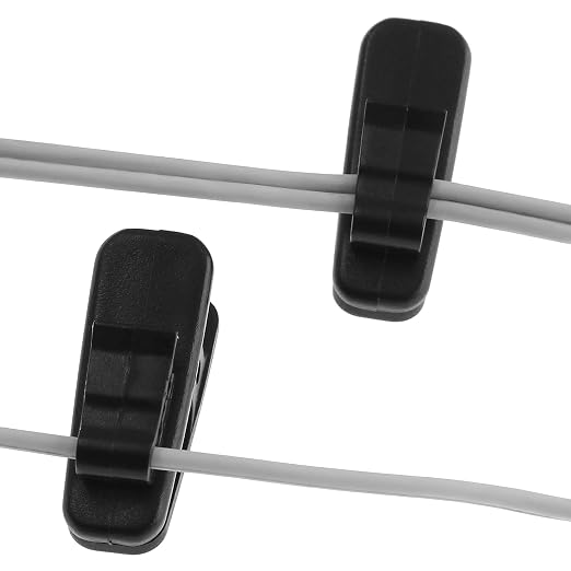 Bonsicoky Clips for Earphone Wire, 24 Pack, Black | Headphone Mount Cable Clothing Clip, For Fixing Earphone/Microphone Cord