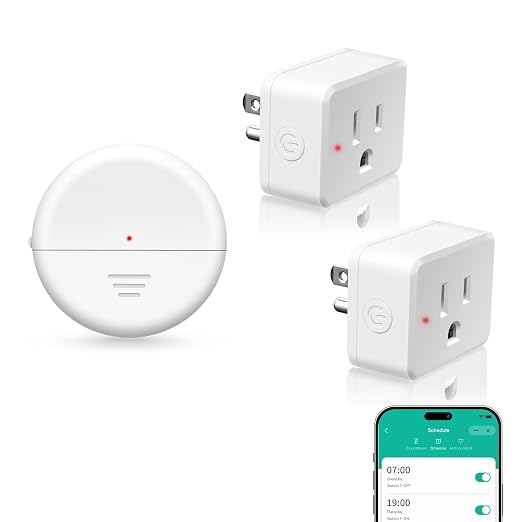 NineLeaf Wireless Motion Sensor WiFi Slim Outlet 260FT Remote Smart Switch | Adjustable Sensing Mode, App Control, WIFI Auto Control Lights Fan Appliances, No Wiring,Garage,1Sensor 2Plugs