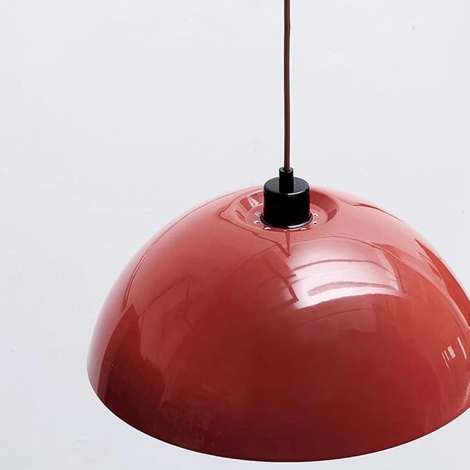Modern Swing Arm Wall Sconce Plug in Red Wall Lamp Dome Shade Wall Mounted Long Arm Light Mid Century Bedside Reading Wall Light for Bedroom Living Room