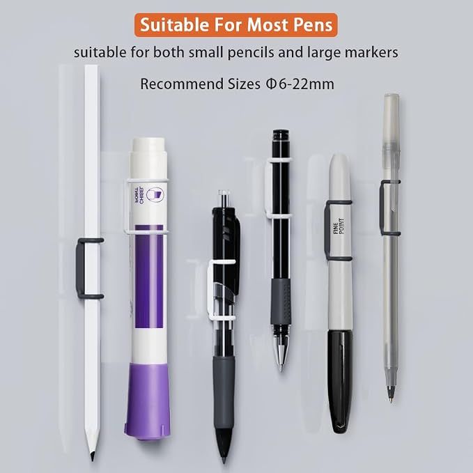 Freewindo 12 Pack Magnetic Pencil Holder Silicone Magnetic Pen Holder for Refrigerator, Magnetic Dry Erase Marker Holder for Whiteboard, Desk, Clipboard, Locker Accessories (4back+4grey+4white)