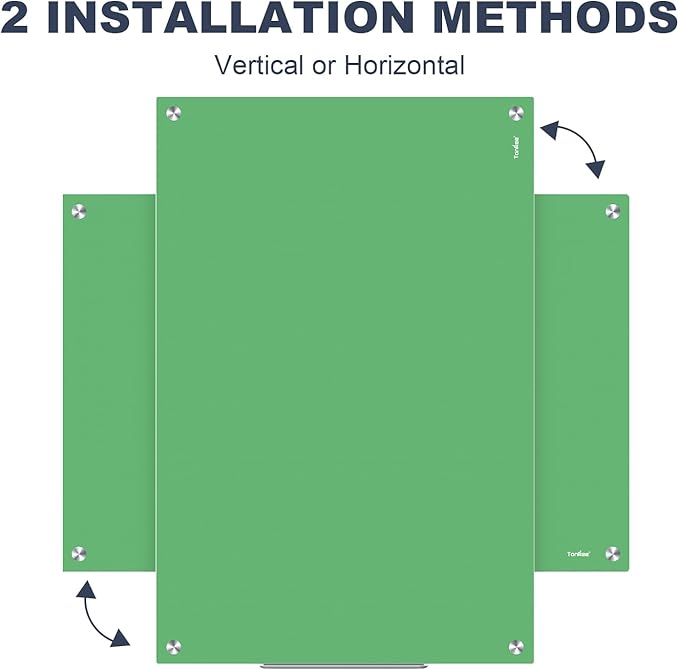 Glass White Board 36x24 Inches Magnetic Glass Dry Erase Board, Large Whiteboard for Wall Office School Classroom Home, 3x2 Feet Green Whiteboard Wall Mounted