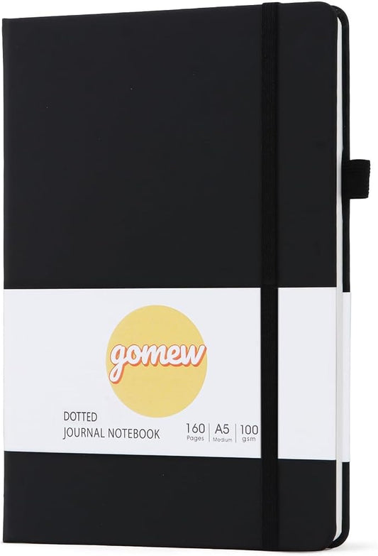 Dotted Journal Notebook A5, Dot Grid Bullet Journal for Women, 160 Pages with 100gsm Thick Paper for Journaling, Planning, Habit Tracking & Notes, Gift for Women, Black