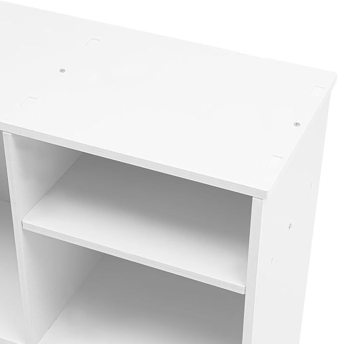 Two-Tier Desk Bookshelf Organizer Office Desk Bookshelf Holder with Four Storage Compartments White Color