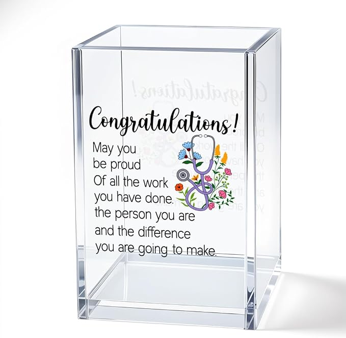 May You Be Proud of the Work You Do the Person You Are and the Difference You Make Acrylic Cosmetic Pencil Pen Bookmark Storage Holder Cup, Promotion Graduation Gifts for Women Nurse Doctor