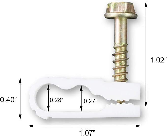 Coaxial Cable Clips - Cable Holder - Wire Clips - Siding Clips for Hanging - Cord Holder for Desk - Cable Clamps - Cord Clip - Wire Organizer Clips - Tv Mount Screws - White - 10 Pack - STEREN