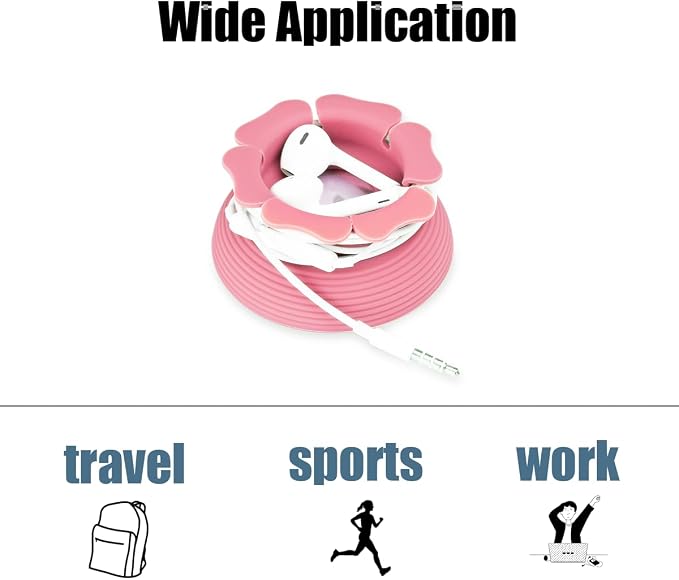 MAIRUI Wired Earbud Case Earphone Headphone Cord Organizer Wrap Soft Silicone Magnetic Holder Storage Ear Bud Tangle Free Winder(Watermelon Pink)