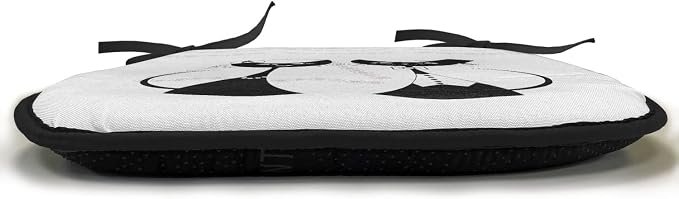 Lunarable Animals Chair Cushion Pads Set 12, Cats The Groom and Bride Life Partners Celebrating with Dress Bow Tie Joyful, Anti-Slip Seat Padding for Kitchen & Patio, 16"x16", Grey Black White