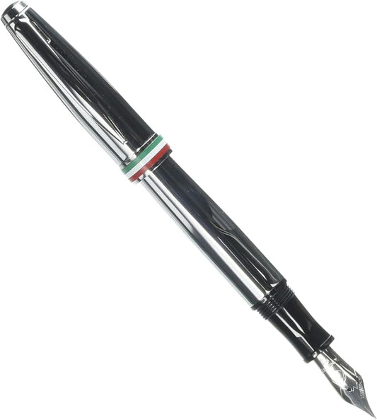 Monteverde USA Aldo Domani Italia Fountain Pen Mirror Chrome - Fine Nib - Luxury Writing Pen - Italian Design - JoWo Stainless Steel Nib - Smooth Ink Flow - Refillable - Gift Box Included