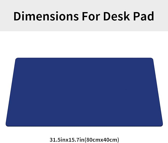 Large Office Leather Desk Mat, Large Mouse and Keyboard Pad, Laptop Pad, Desktop Protector(Dark Blue, 31.5 in. x 15.7 in.)