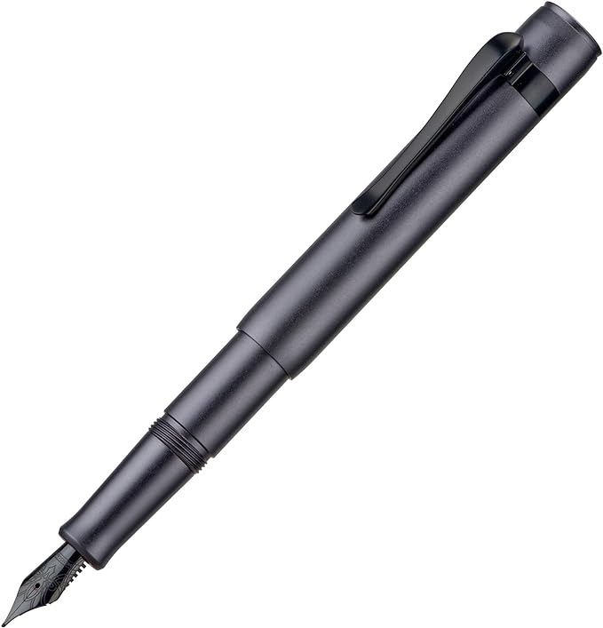 HONG DIAN M2 Black Forest Mini Fountain Pen, Extra Fine Soft Nib & Sleek Shape Aluminium Short Pocket Travel Pen (Space Gray)