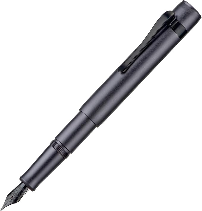 HONG DIAN M2 Black Forest Mini Fountain Pen, Fine Soft Nib & Sleek Shape Aluminium Short Pocket Travel Pen (Space Gray)