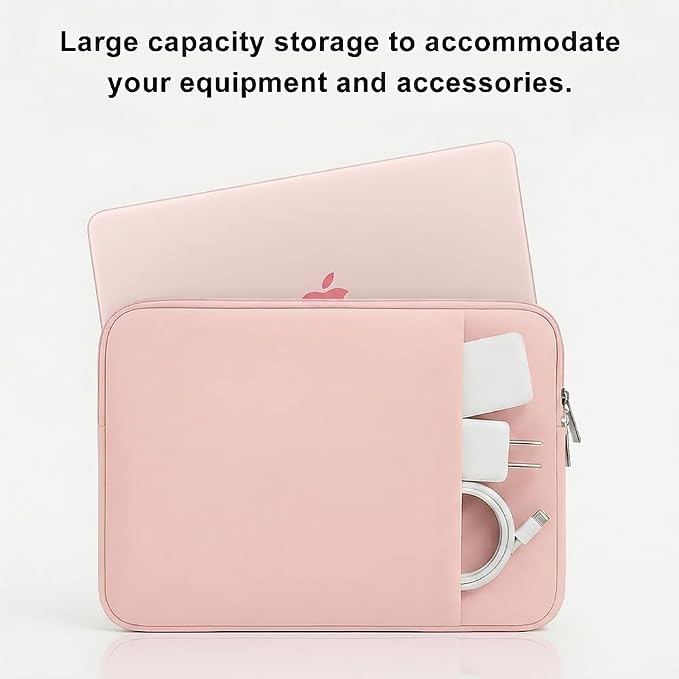 Laptop Sleeve Case for MacBook Neo/Air/Pro 13 inches A18/M5/M4/M3/M2/M1 Chip 2026-2020 A3404 A3449 with 2 Pockets Tablet Bag Case Accessories (Blush Pink)
