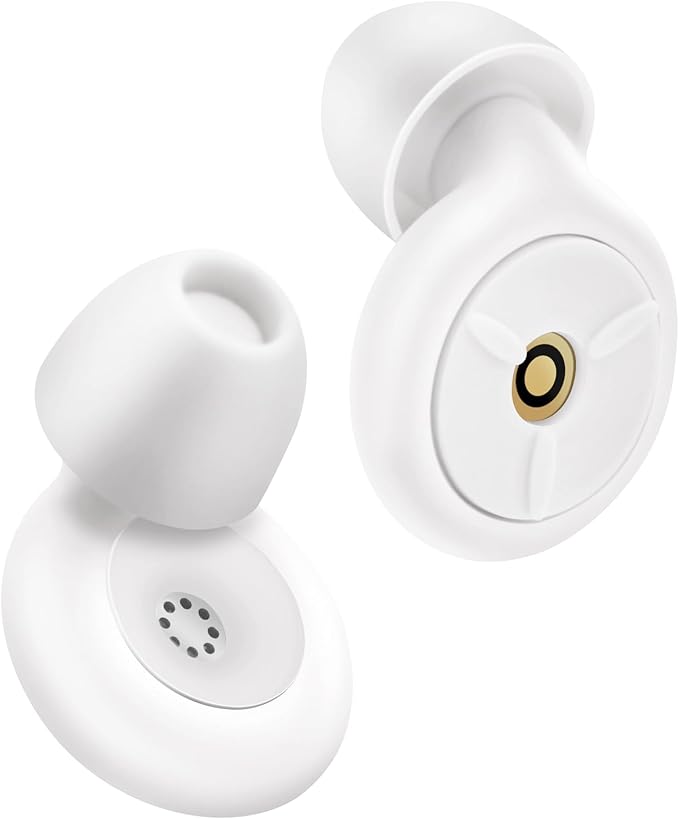 Ear Plugs for Sleeping Noise Cancelling, Dual-Core Filter, Reusable Hearing Protection – Up to 48dB Noise Reduction, Flexible Silicone – Ideal for Sleep, Focus, (White, One Size)