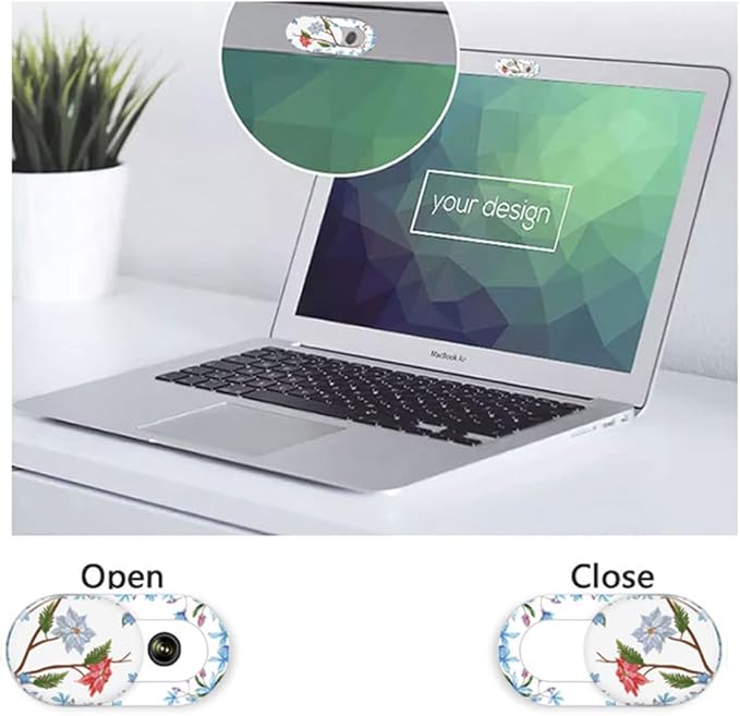 Laptop Camera Cover Slide Cute Flower 8 Pack, Webcam Cover Slide Phone Camera Cover, FadyRaye Ultra-Thin Computer Camera Cover Slide Blocker Fits Cellphone, Laptop, Desktop PC, Tablet