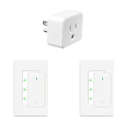 NineLeaf Remote Control Outlet,Wireless Remote Control Outlet Plug,500ft Long Range Wall Mounted Light Switch,15A 1500W for Home and Business,No Wiring,White,2 SW+1 Outlet
