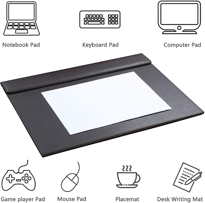 KINGFOM 18''x14'' Large Rectangle A3 Desk Writing & Drawing Desk Pad &Board Table Protector Mat with Paper Clip on Top Brown