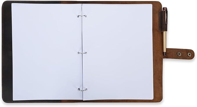 Premium Leather 3-Ring Binder Portfolio, 8.5x11 Inch Letter Size Organizer Folder, Refillable 3-Hole Paper BusinessBinder, Resume Folio for Men and Women (Green)