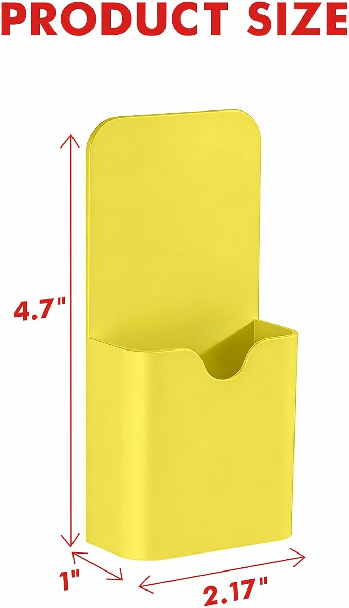 BEYGORM 4 Pack Magnetic Pen Holder for Whiteboard, Upgraded 1.5 mm Pencil Cup Organizer for Dry Erase Markers, Ideal Classroom, Office, Refrigerator, Locker (Yellow)