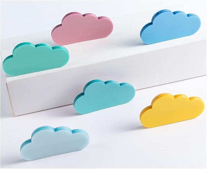 Cute Transparent Sticky Notes Self Adhesive Removable Waterproof Fun Colored Cloud Clear Sticky Notes 6 Pack