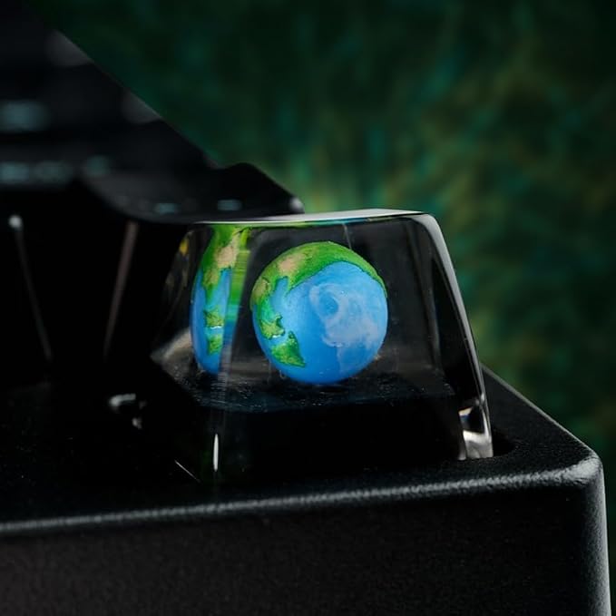 Earth Planet Artisan Keycap Solar System - 1U ESC, R1 SA Profile Custom Handmade Resin Cherry MX Switch Key Cap Mechanical Keyboard, Cool Tech Gifts for Men, Dad, Father, Gamer, Space Lover