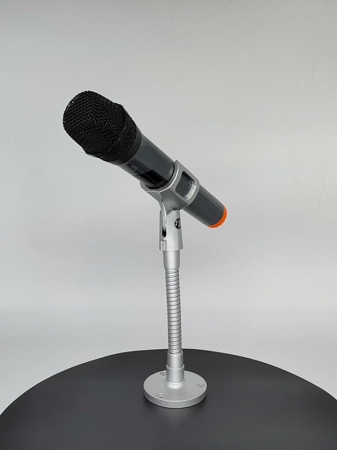 Podium Microphone Stand Holder Wall Mount with Flexible Gooseneck Arm 6inch,Thread Desktop Mount Insert, Multi-function DIY Holding Mic,Phone, Make-up Mirror,5/8male&Female5/8 in Silver.