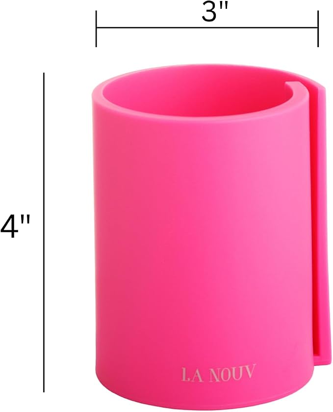 Hot Pink Pen Holder for Desk, 4x3 Inch | Modern Makeup Brush Holder, Desk Accessories, Desk Organizer & Decor, For Women Office, Multiple Colors Available