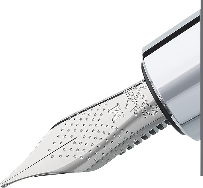 Faber-Castell e-motion Fountain Pen, Wood and Chrome Black - Medium | Fountain pen in elegant wood design with high-quality nib and gift packaging