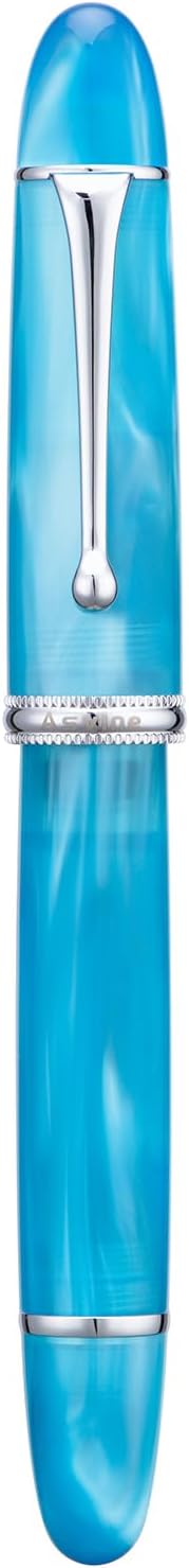 Asvine V800 Fountain Pen – Vacuum Filling System with Large Ink Capacity – Smooth Number 8 Extra Fine Nib with Gift Case and Wrench- Sky Blue Acrylic