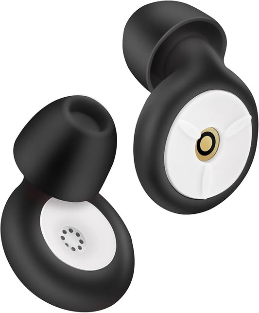 Ear Plugs for Sleeping Noise Cancelling, Dual-Core Filter, Reusable Hearing Protection – Up to 48dB Noise Reduction, Flexible Silicone – Ideal for Sleep, Focus, (Black+White, One Size)