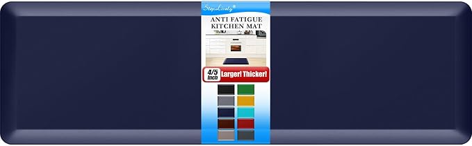 4/5 Inch Thick Kitchen Mat - Cushioned Anti Fatigue Mats for Kitchen Floor - Easy to Clean, Waterproof, Non-Slip Kitchen Rug for Sink, Office, Kitchen (22''x72'' Blue)