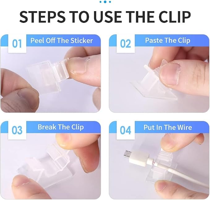 Viaky 30Pcs Adhesive Cable Clips Translucent Wire Organize Cables Holder | Nylon Adjustable Cable Management Clips, Adhesive Organizers for Desk,Wall,Car, Wire Clips Work for Cable Width 0.4''(10mm)