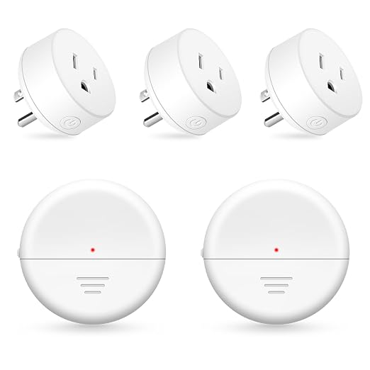 NineLeaf Wireless Motion Sensor Plug, PIR Sensor Outlet with Timer Setting to Auto Turn On/Off, Adjustable Detection Range, 15A/1500W Remote Control Plug for Christmas Lights, Fans(2Sensor 3Plugs)