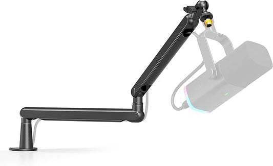 FIFINE Microphone Boom Arm, Low Profile Adjustable Stick Microphone Arm Stand with Desk Mount Clamp, Screw Adapter, Cable Management, for Podcast Streaming Gaming Studio-BM88