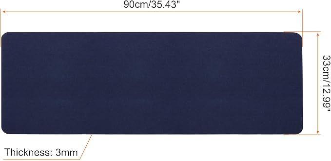 PATIKIL 35"x13" Desk Mat Protector, Felt Dual Side Mouse Pad Writing Mat for Office Home, Blue